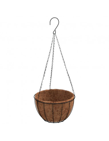 Fioriere Pensili 4 pz Rivestimenti Cocco Nero Ø40x63cm Acciaio