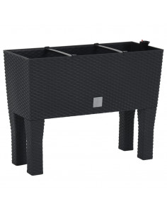 Fioriera Rialzata da Giardino Antracite 60x25x46cm in Rattan PP 2