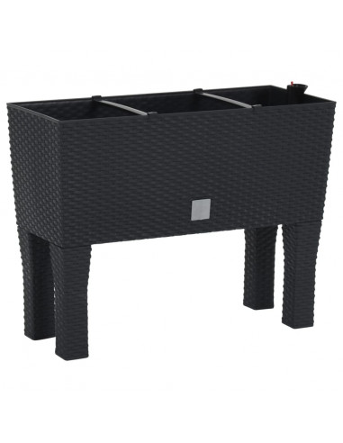 Fioriera Rialzata da Giardino Antracite 60x25x46cm in Rattan PP