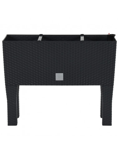 Fioriera Rialzata da Giardino Antracite 60x25x46cm in Rattan PP