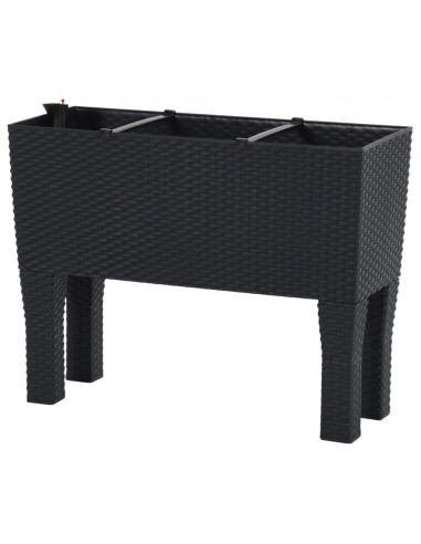 Fioriera Rialzata da Giardino Antracite 60x25x46cm in Rattan PP