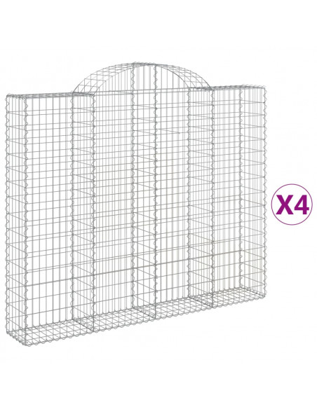 Cesti Gabbioni ad Arco 4 pz 200x30x160/180 cm Ferro Zincato