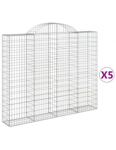 Cesti Gabbioni ad Arco 5 pz 200x30x160/180 cm Ferro Zincato