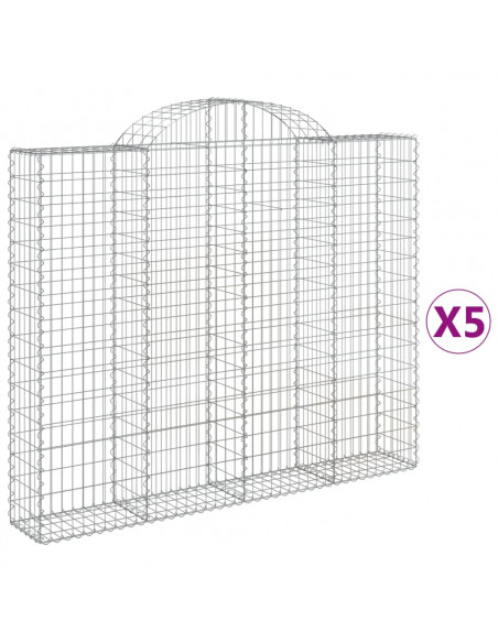 Cesti Gabbioni ad Arco 5 pz 200x30x160/180 cm Ferro Zincato