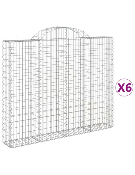 Cesti Gabbioni ad Arco 6 pz 200x30x160/180 cm Ferro Zincato