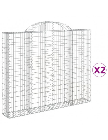 Cesti Gabbioni ad Arco 2 pz 200x30x160/180 cm Ferro Zincato