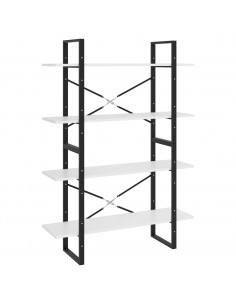 Libreria a 4 Ripiani Bianca 100x30x140 cm in Legno Multistrato 2