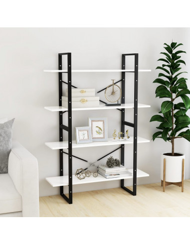 Libreria a 4 Ripiani Bianca 100x30x140 cm in Legno Multistrato