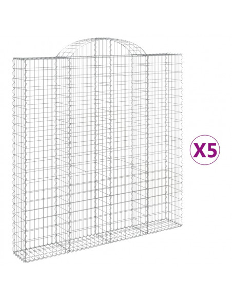 Cesti Gabbioni ad Arco 5 pz 200x30x200/220 cm Ferro Zincato
