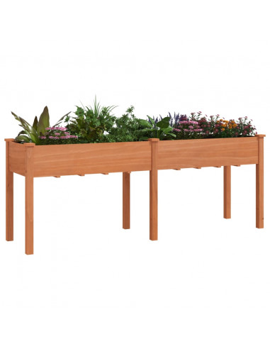 Fioriera con Fodera Marrone 203x53x76cm Legno Massello di Abete