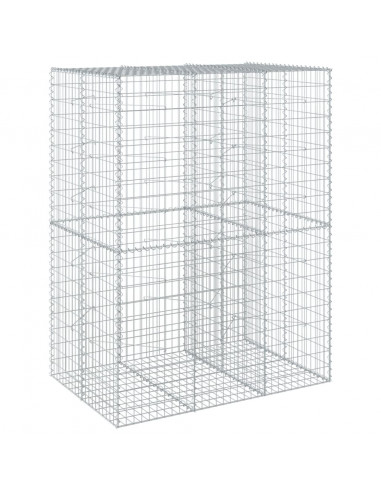 Cesto Gabbione con Copertura 150x100x200 cm in Ferro Zincato