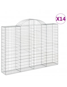 Cesti Gabbioni ad Arco 14 pz 200x30x140/160 cm Ferro Zincato 2