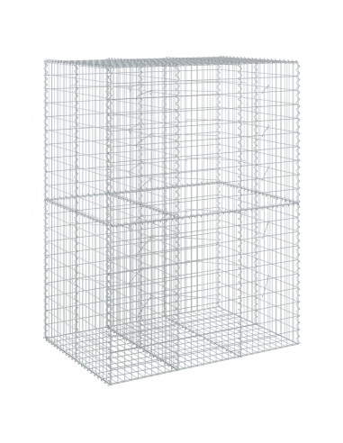 Cesto Gabbione con Copertura 150x100x200 cm in Ferro Zincato