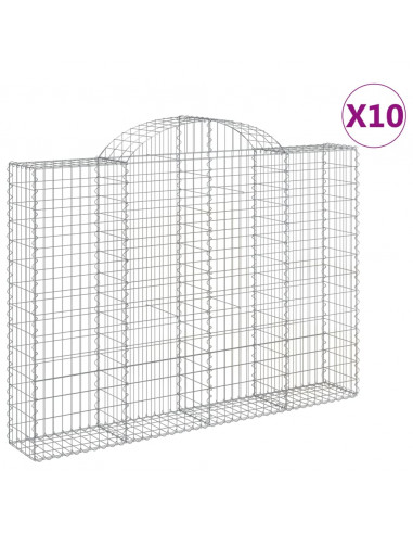 Cesti Gabbioni ad Arco 10 pz 200x30x140/160 cm Ferro Zincato