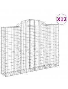 Cesti Gabbioni ad Arco 12 pz 200x30x140/160 cm Ferro Zincato 2