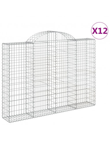 Cesti Gabbioni ad Arco 12 pz 200x30x140/160 cm Ferro Zincato