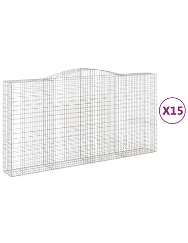 Cesti Gabbioni ad Arco 15 pz 400x50x200/220 cm Ferro Zincato