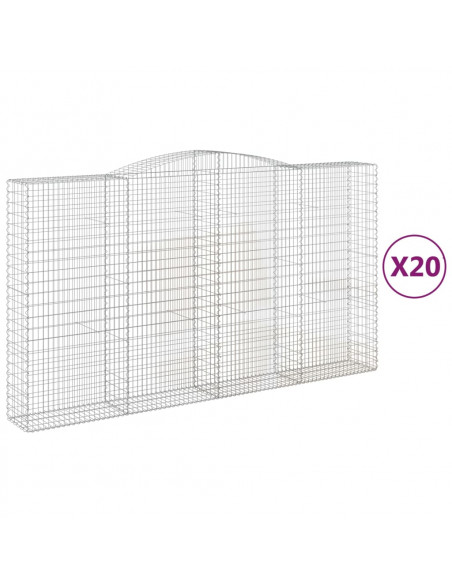 Cesti Gabbioni ad Arco 20 pz 400x50x220/240 cm Ferro Zincato