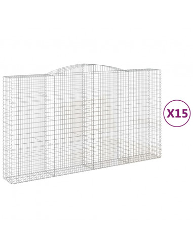 Cesti Gabbioni ad Arco 15 pz 400x50x220/240 cm Ferro Zincato