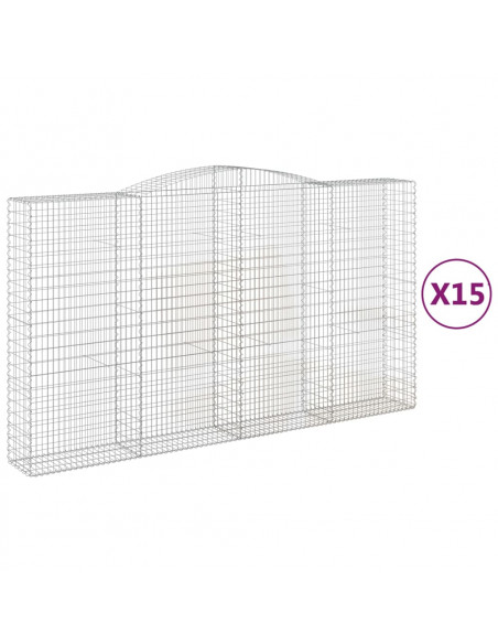 Cesti Gabbioni ad Arco 15 pz 400x50x220/240 cm Ferro Zincato
