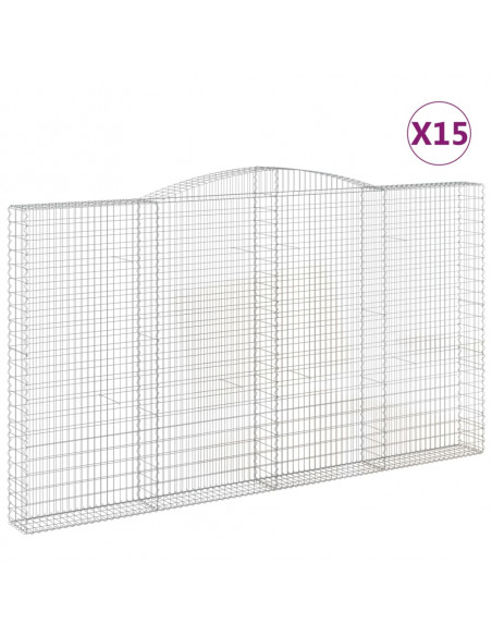 Cesti Gabbioni ad Arco 15 pz 400x30x220/240 cm Ferro Zincato
