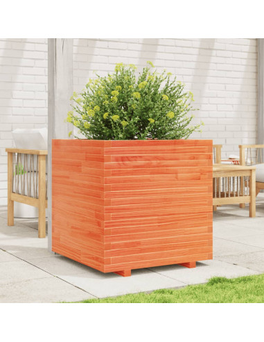 Fioriera Giardino Marrone Cera 70x70x72 cm Legno Massello Pino