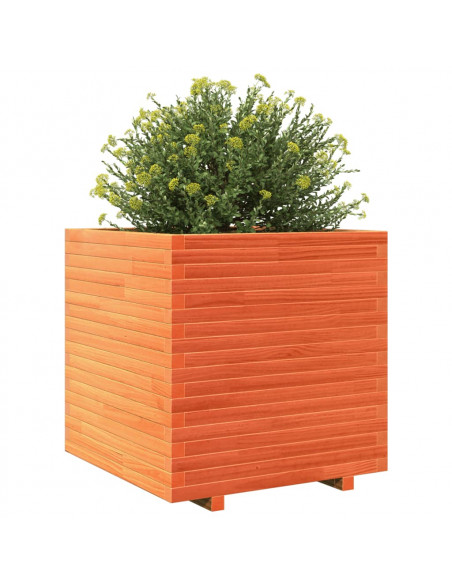 Fioriera Giardino Marrone Cera 70x70x72 cm Legno Massello Pino