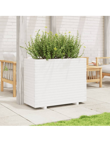 Fioriera da Giardino Bianca 90x40x72 cm Legno Massello di Pino