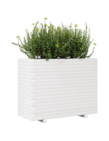 Fioriera da Giardino Bianca 90x40x72 cm Legno Massello di Pino
