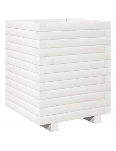 Fioriera da Giardino Bianca 40x40x49,5cm Legno Massello di Pino 2