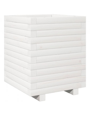 Fioriera da Giardino Bianca 40x40x49,5cm Legno Massello di Pino