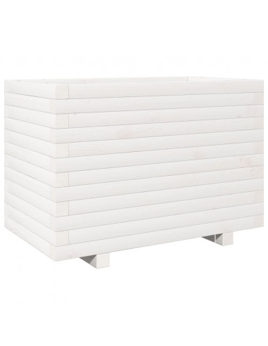 Fioriera da Giardino Bianca 70x40x49,5cm Legno Massello di Pino