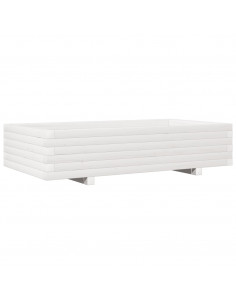 Fioriera da Giardino Bianca 110x60x26, 5cm Massello di Pino 2