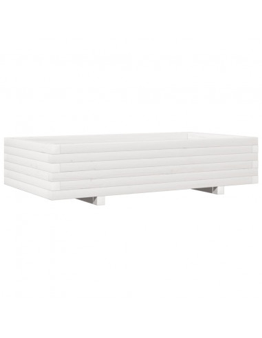 Fioriera da Giardino Bianca 110x60x26, 5cm Massello di Pino