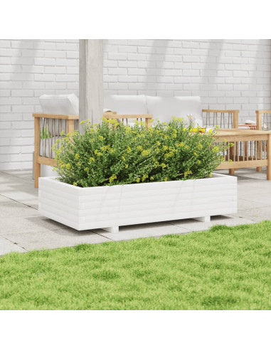 Fioriera da Giardino Bianca 110x60x26, 5cm Massello di Pino