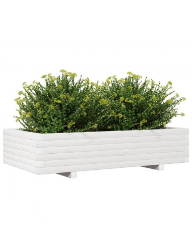 Fioriera da Giardino Bianca 110x60x26, 5cm Massello di Pino