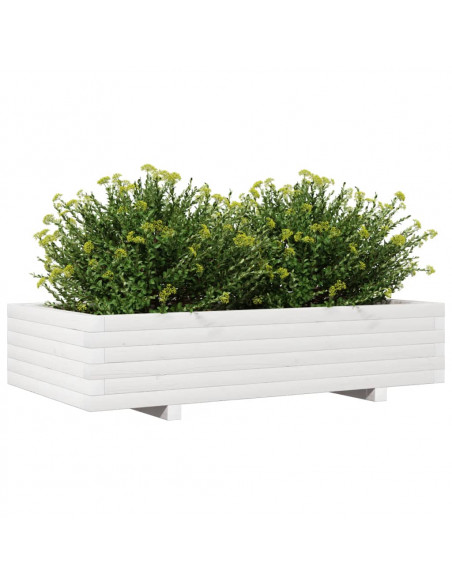 Fioriera da Giardino Bianca 110x60x26, 5cm Massello di Pino