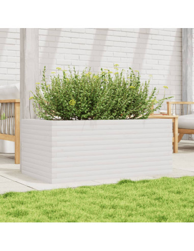 Fioriera da Giardino Bianca 110x60x46 cm Legno Massello di Pino