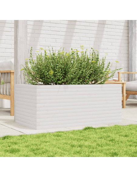 Fioriera da Giardino Bianca 110x60x46 cm Legno Massello di Pino