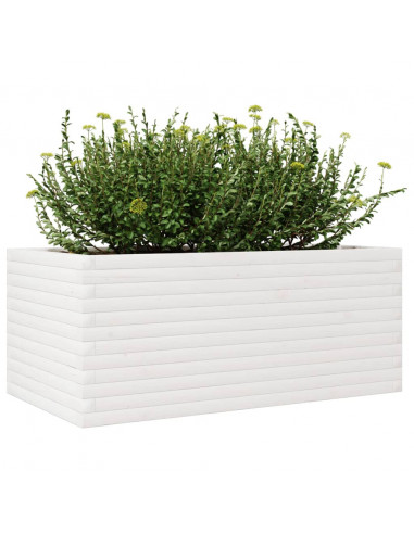 Fioriera da Giardino Bianca 110x60x46 cm Legno Massello di Pino