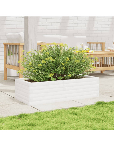 Fioriera da Giardino Bianca 90x40x23 cm Legno Massello di Pino