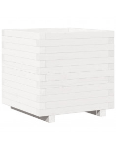 Fioriera da Giardino Bianca 50x50x49,5cm Legno Massello di Pino 2