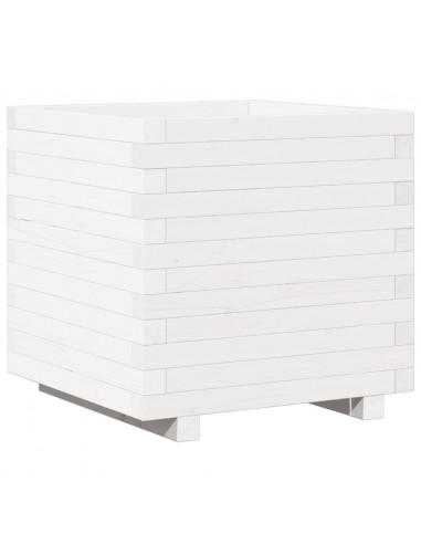 Fioriera da Giardino Bianca 50x50x49,5cm Legno Massello di Pino