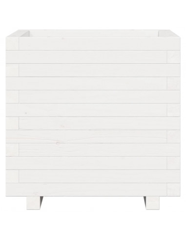 Fioriera da Giardino Bianca 50x50x49,5cm Legno Massello di Pino