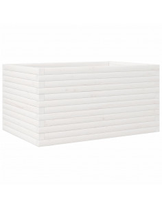 Fioriera da Giardino Bianca 90x60x45,5cm Legno Massello di Pino 2