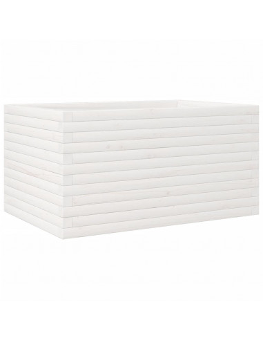 Fioriera da Giardino Bianca 90x60x45,5cm Legno Massello di Pino