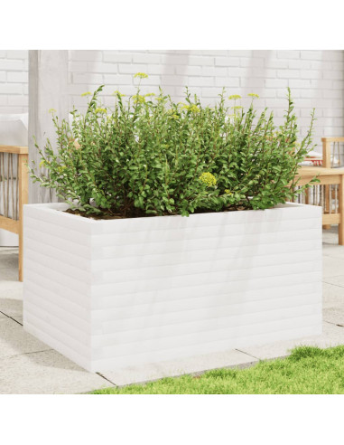 Fioriera da Giardino Bianca 90x60x45,5cm Legno Massello di Pino