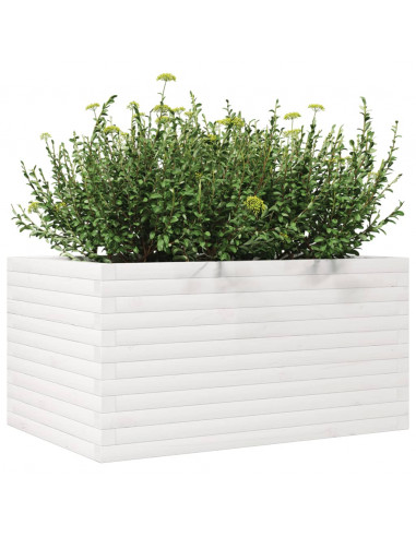 Fioriera da Giardino Bianca 90x60x45,5cm Legno Massello di Pino
