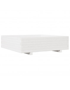 Fioriera da Giardino Bianca 90x90x26,5cm Legno Massello di Pino 2