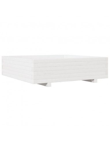 Fioriera da Giardino Bianca 90x90x26,5cm Legno Massello di Pino